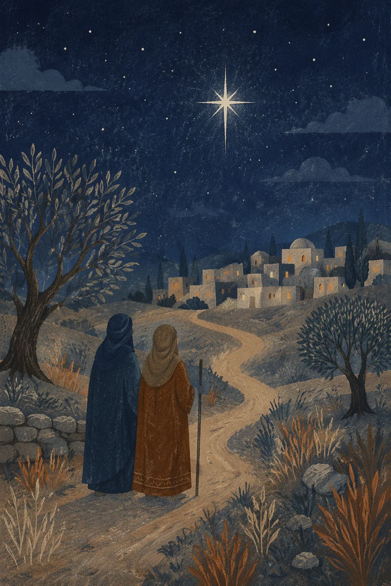 Star of Bethlehem Over Winter Village