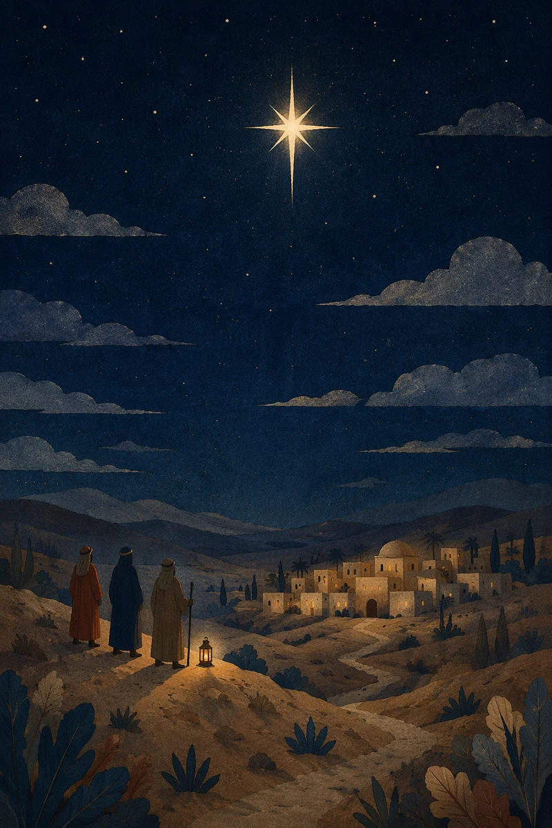 Star of Bethlehem Over Desert Hillside