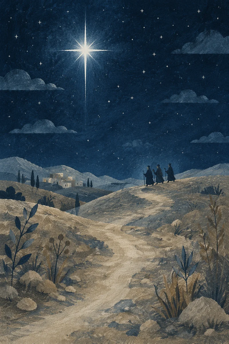 Star of Bethlehem Over Desert Hillside