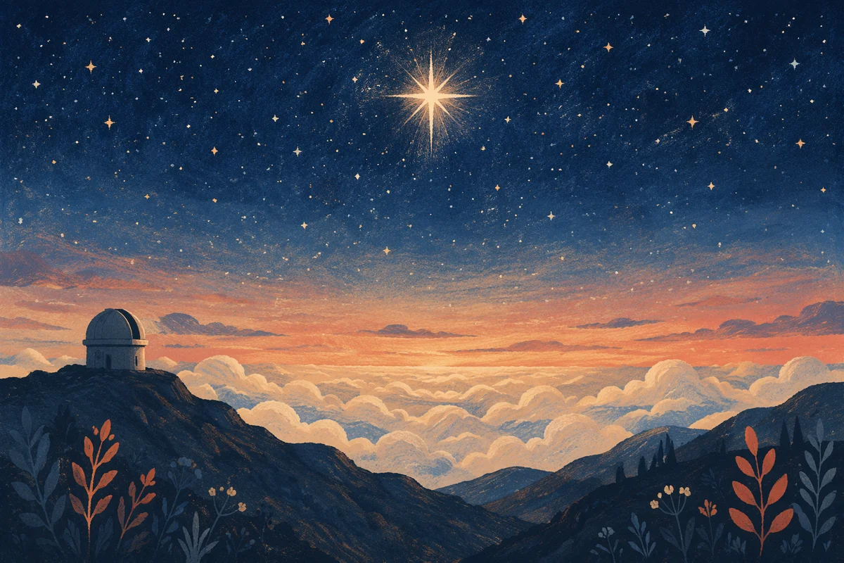 Radiant Bethlehem Star Over Mountain Observatory