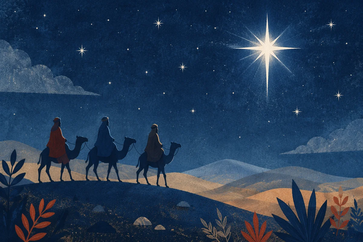 Star of Bethlehem Over Desert Travelers