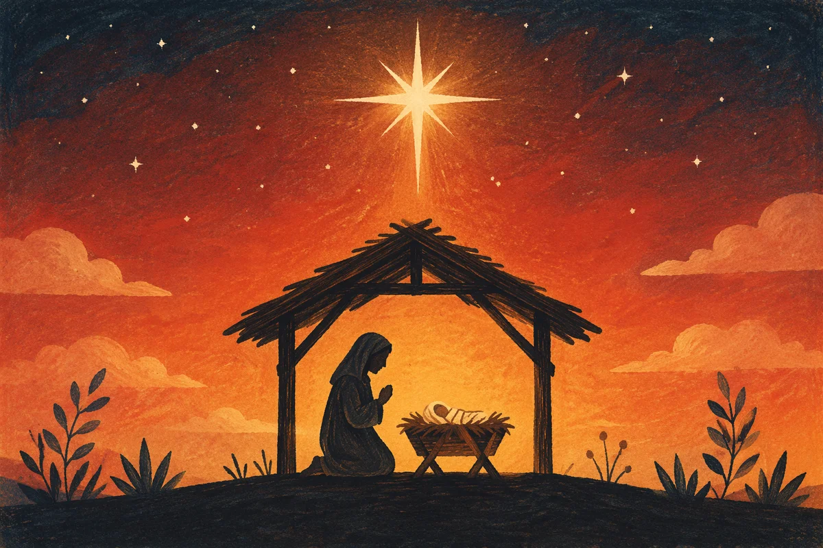 Star of Bethlehem Over Quiet Nativity
