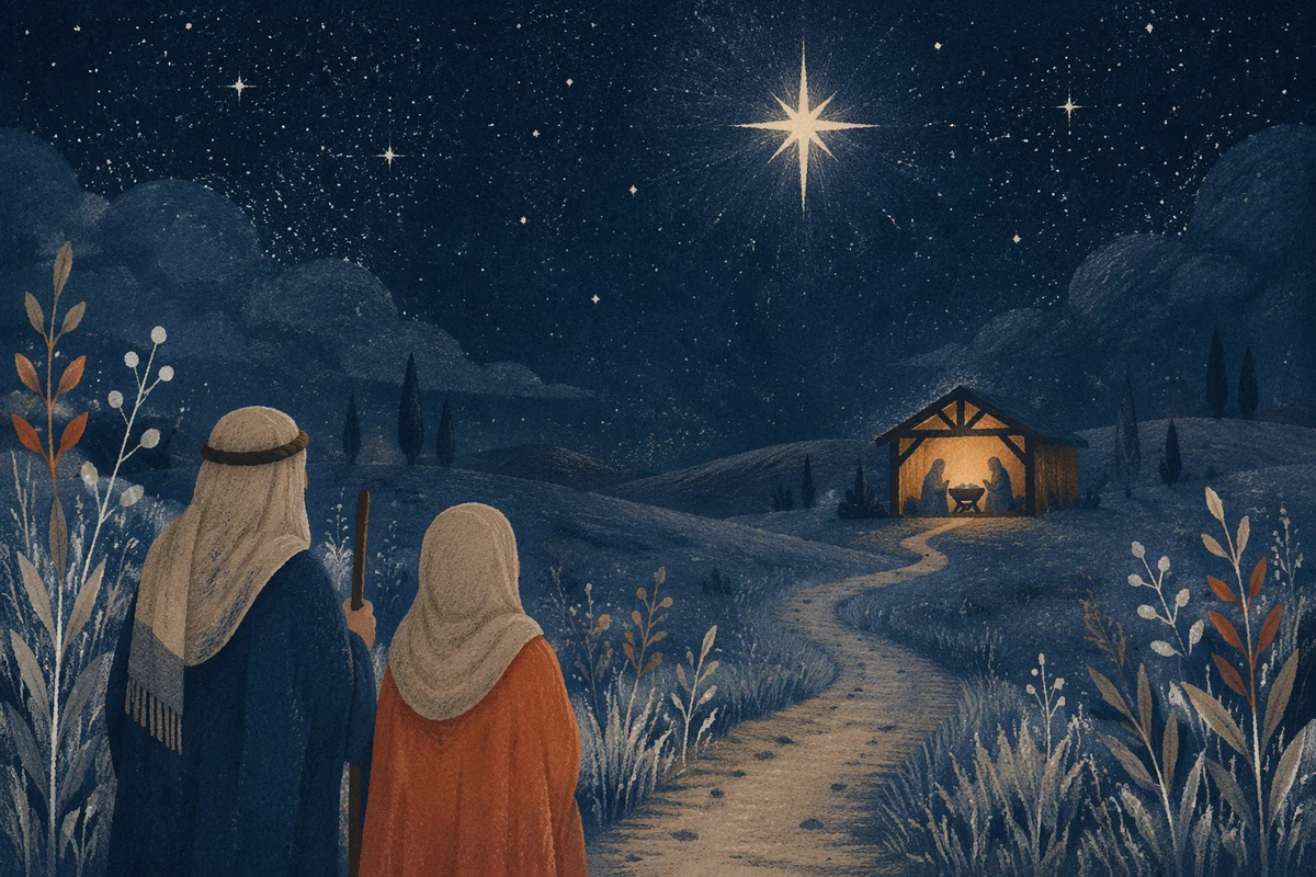 Star of Bethlehem Over Quiet Hillside