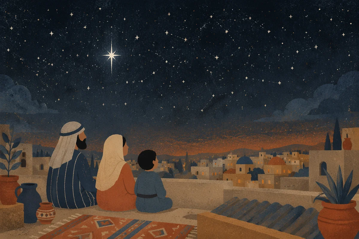 Star of Bethlehem Over Quiet City Night