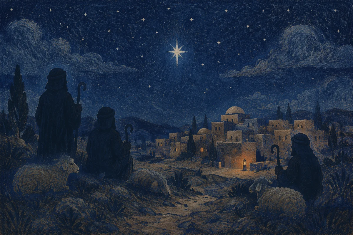 Star of Bethlehem Over Winter Village