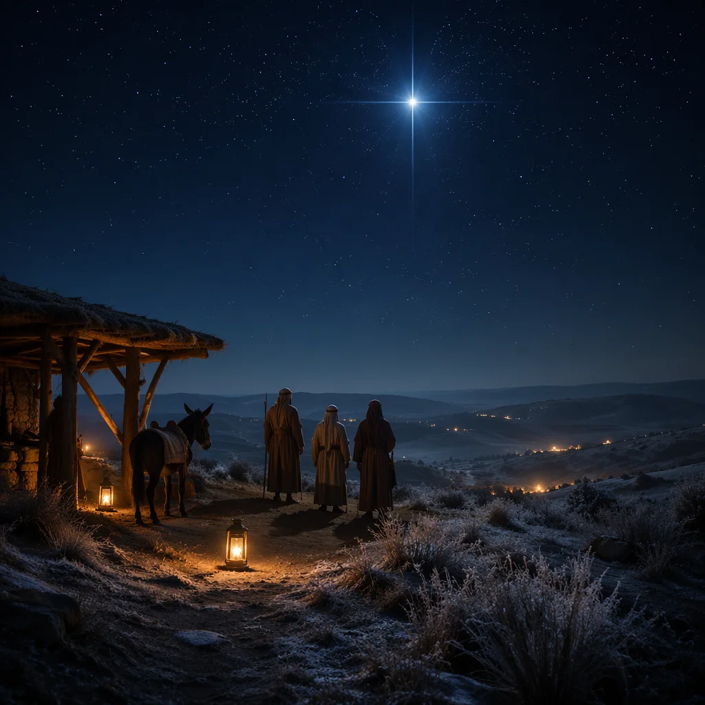 Star of Bethlehem Over Winter Hillside
