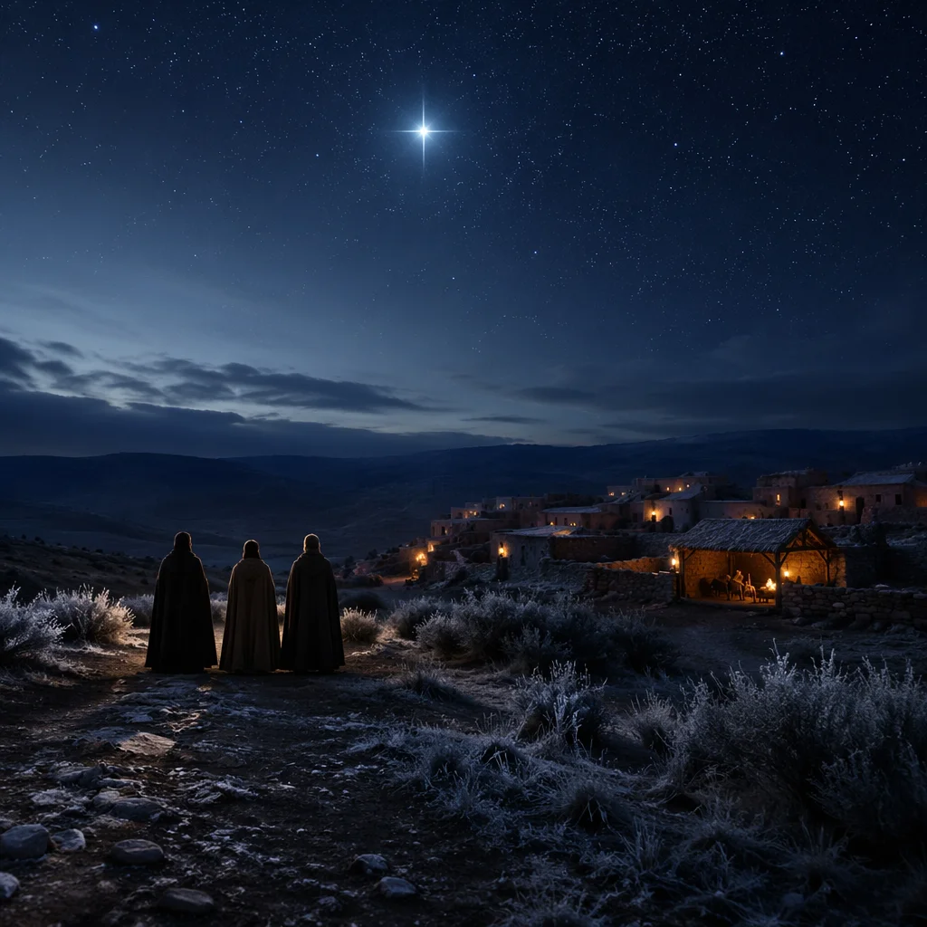 Star of Bethlehem Over Winter Village