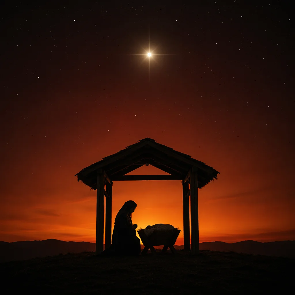 Star of Bethlehem Over Quiet Nativity