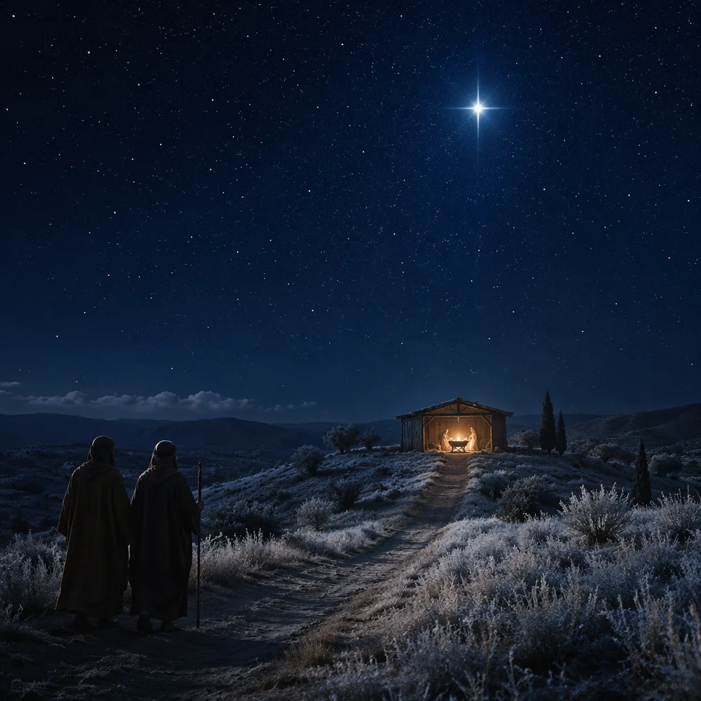 Star of Bethlehem Over Christmas Manger