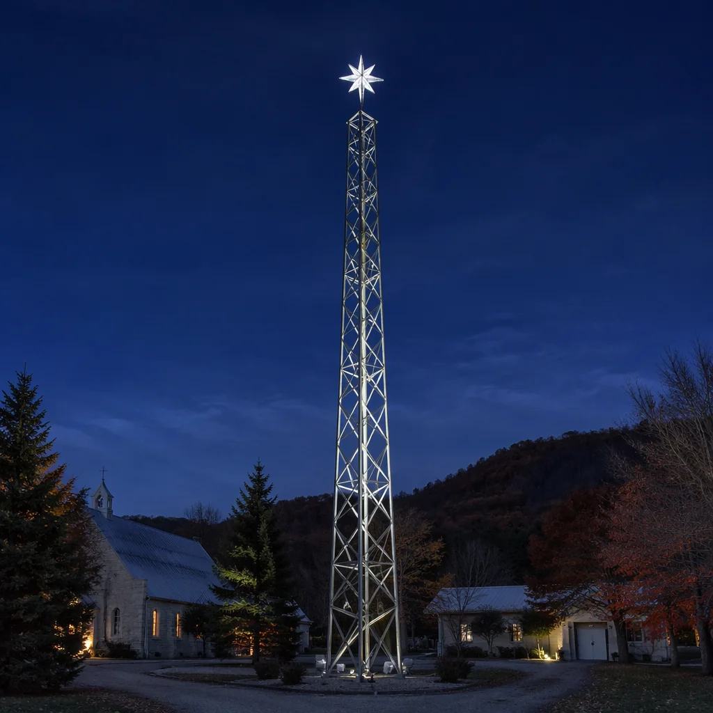 Bethlehem Star Tower Under Advent Night Sky
