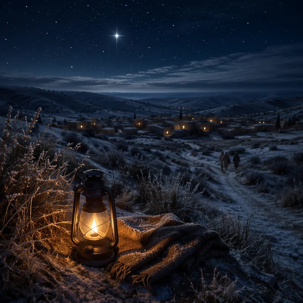 Star of Bethlehem Over Winter Village