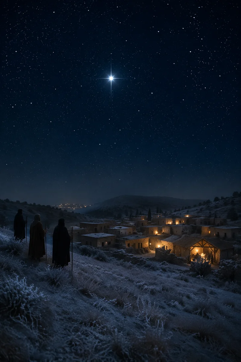 Star of Bethlehem Over Winter Village