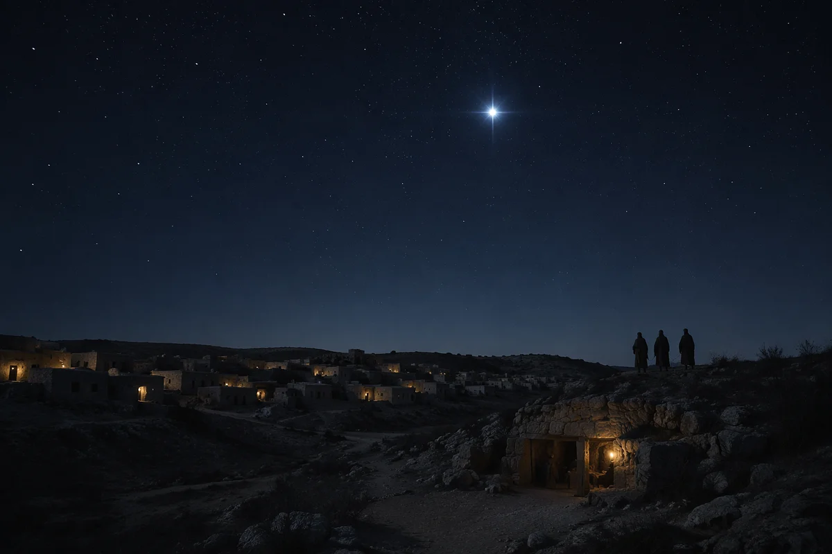 Star of Bethlehem Over Quiet Village