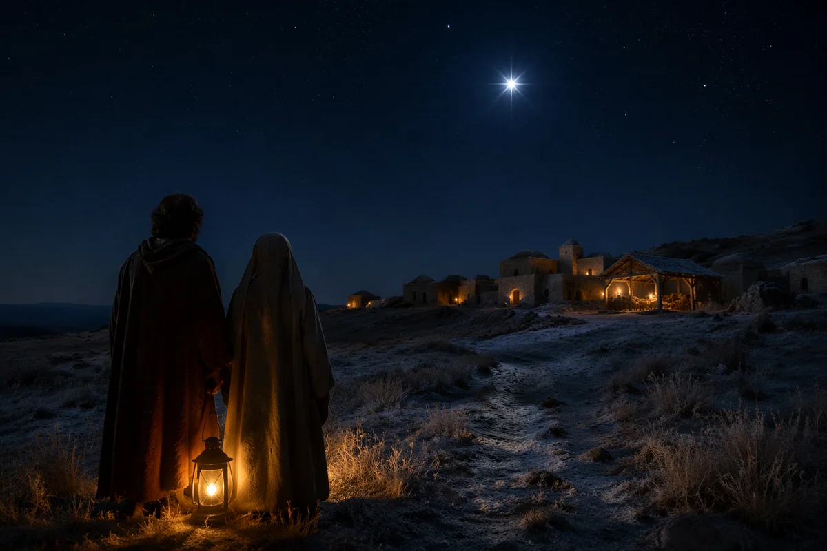 Star of Bethlehem Over Winter Countryside