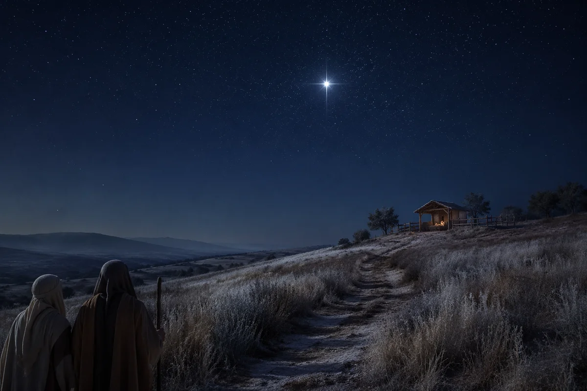 Star of Bethlehem Over Quiet Nativity Hillside