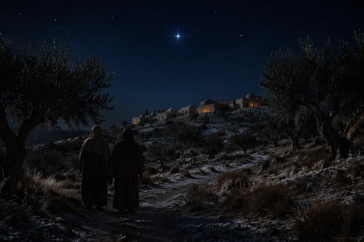 Star of Bethlehem Over Ancient Village