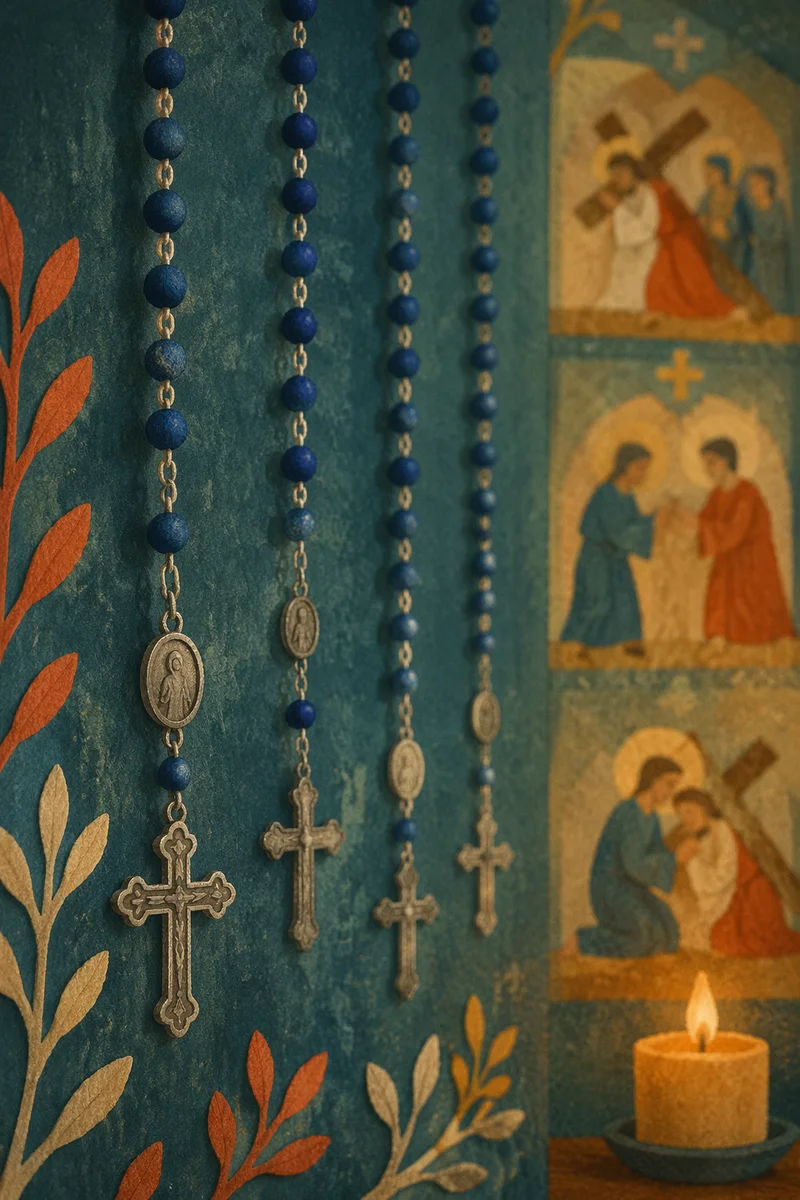 Lenten Prayer Beads by Church Wall