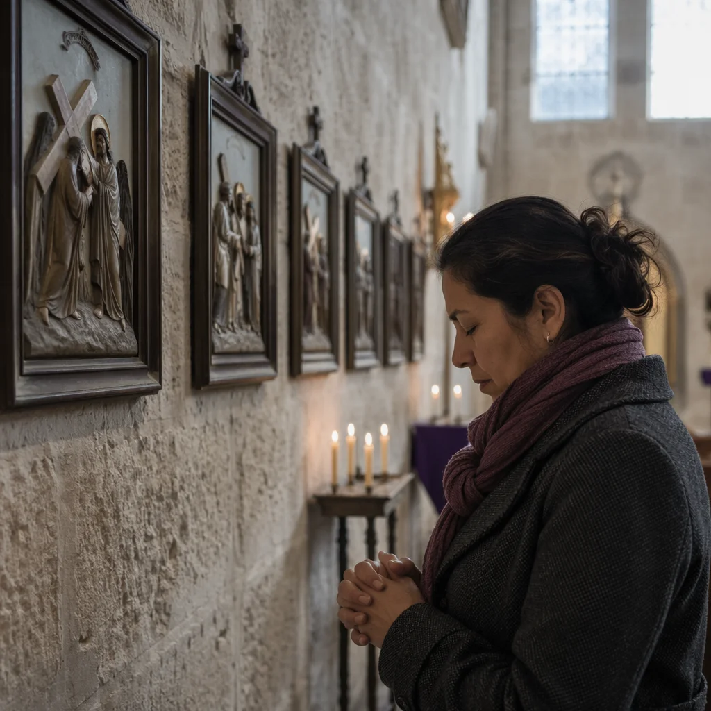Lenten Prayer by Stations Church Wall