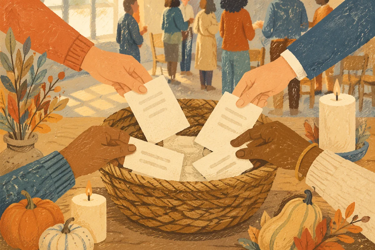 Autumn Stewardship Sunday Offering Basket Scene