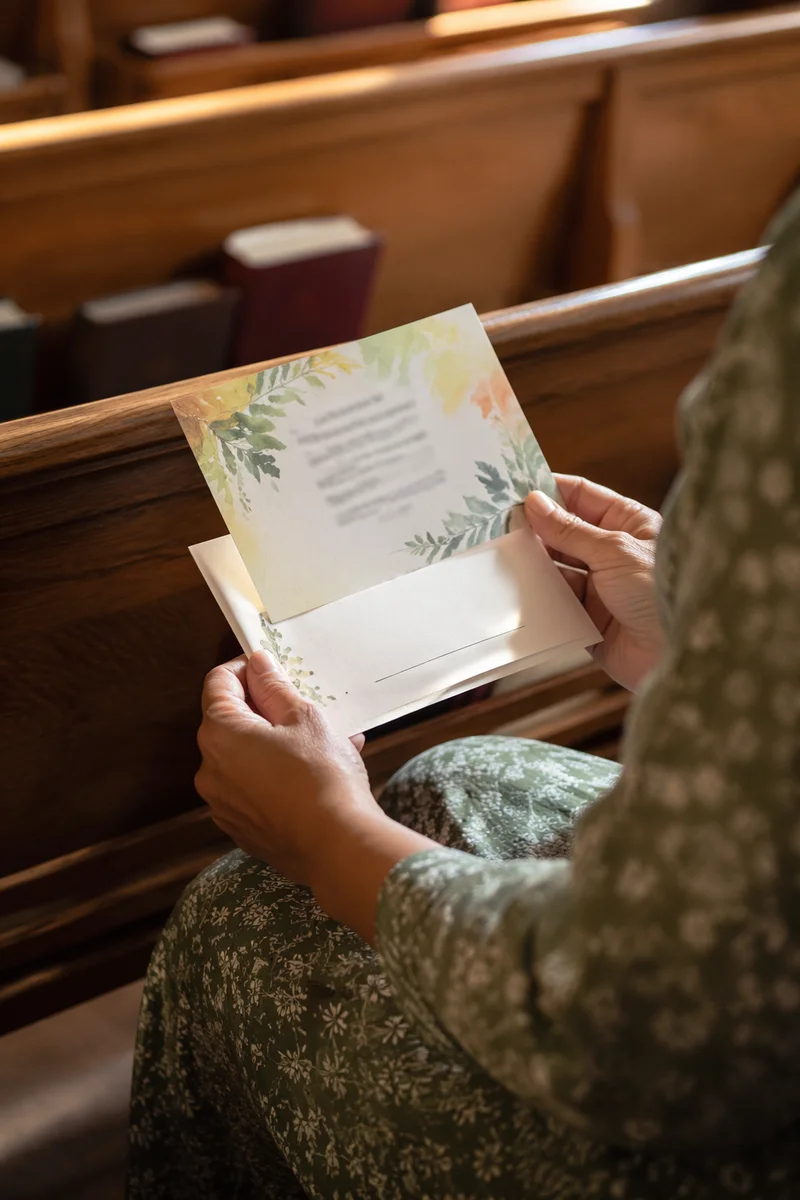 Person Holding Pledge Card and Envelope