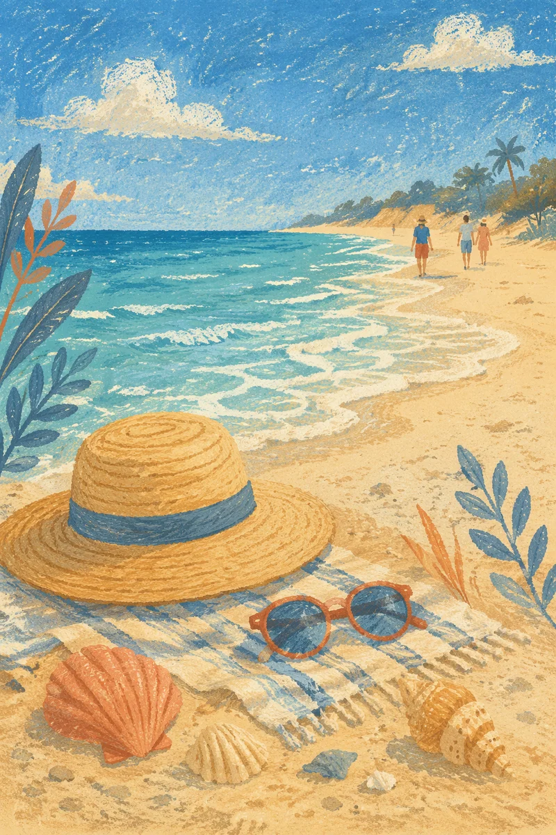 Sunny Summer Beach With Turquoise Waves