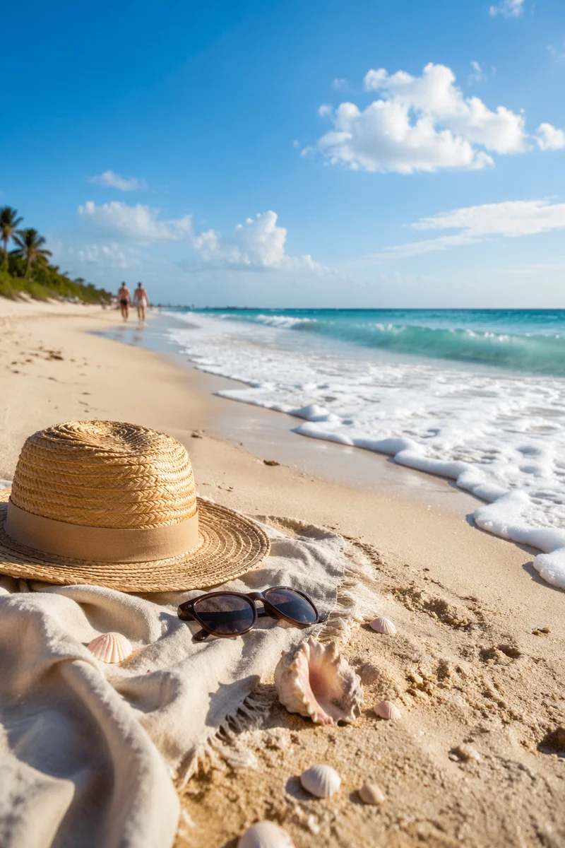 Sunny Summer Beach With Turquoise Waves