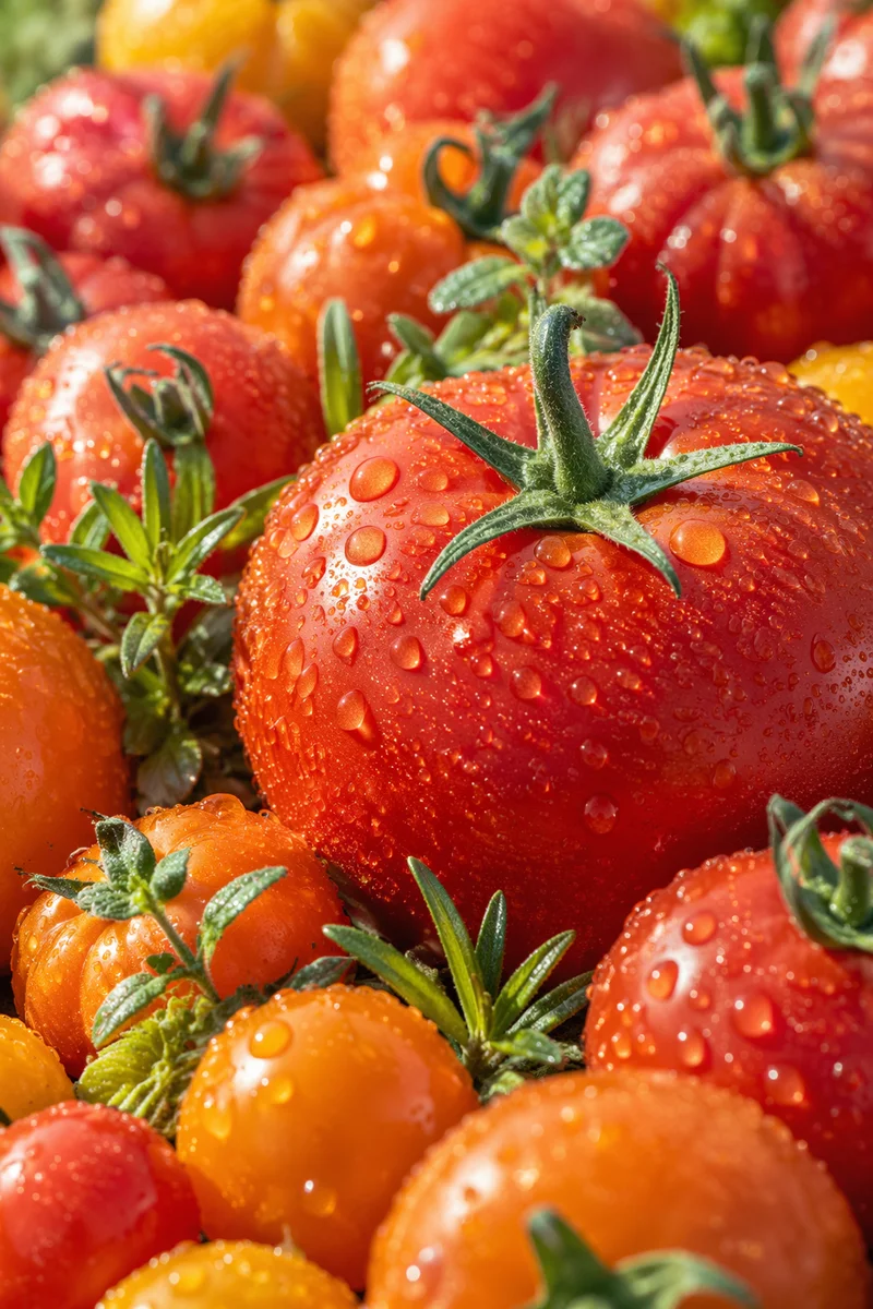 Fresh Summer Garden Tomatoes in Sunshine