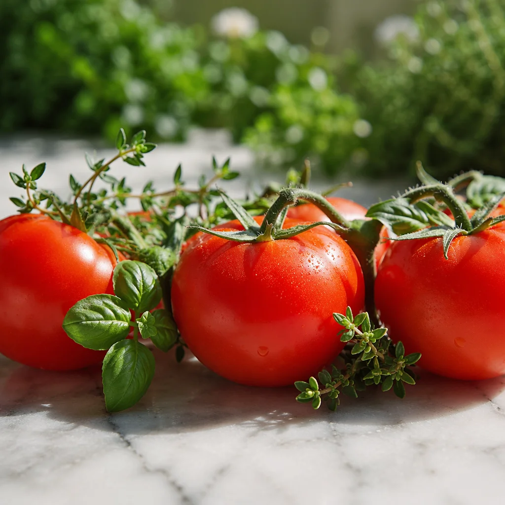 Sunlit Garden Tomatoes with Fresh Herbs