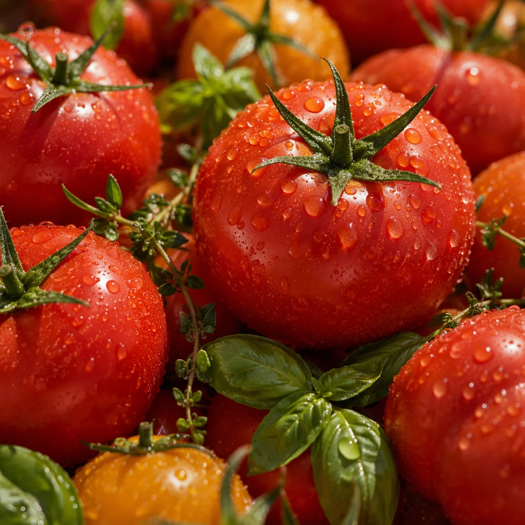 Fresh Summer Garden Tomatoes in Sunshine