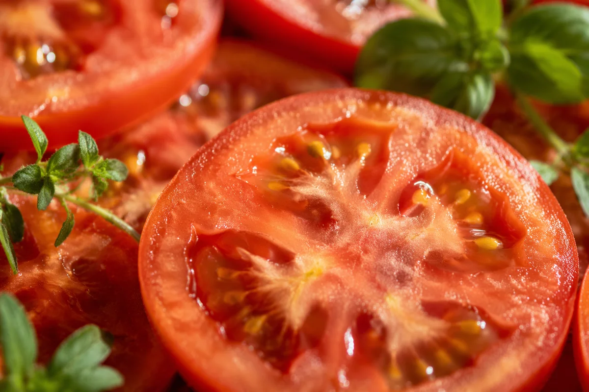 Sunlit Summer Tomatoes and Fresh Herbs