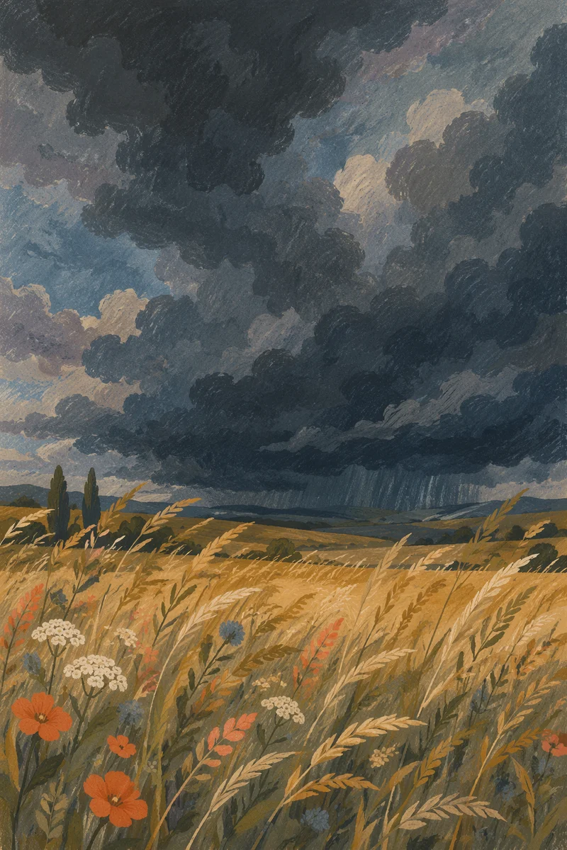 Late Summer Storm Over Open Meadow