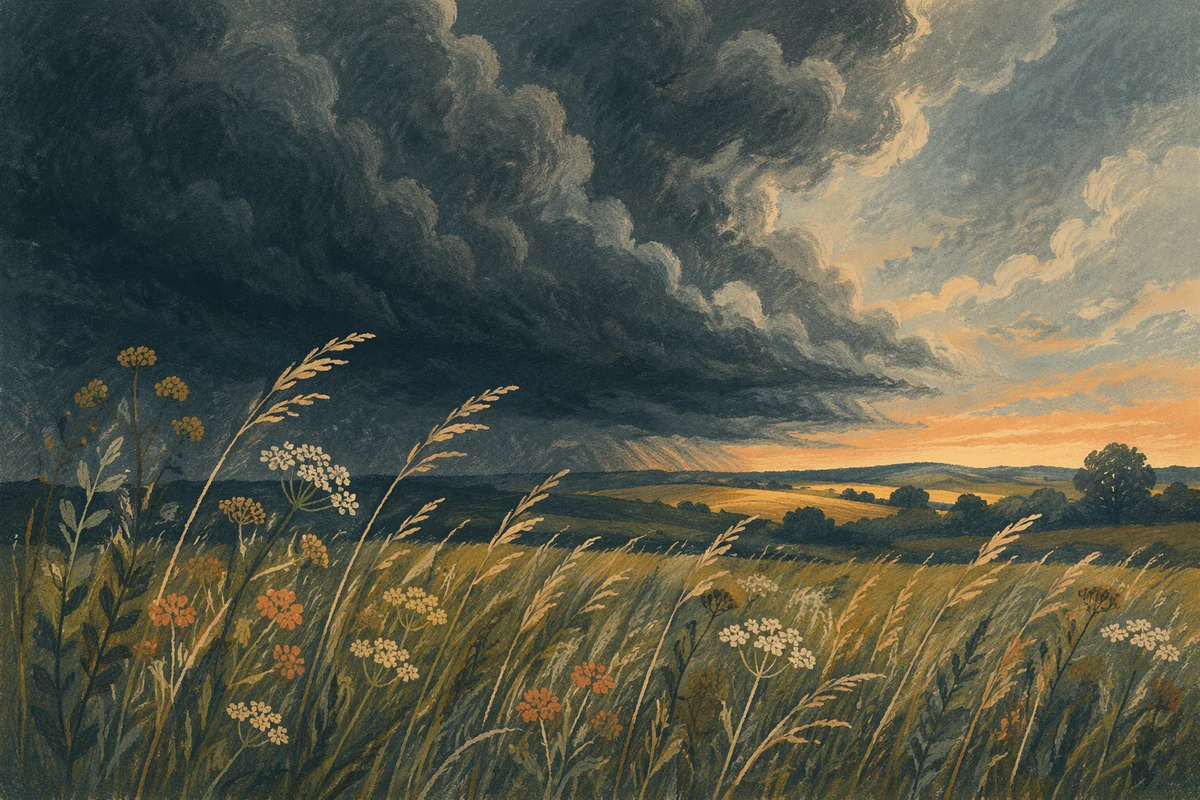 Late Summer Thunderstorm Over Rural Field