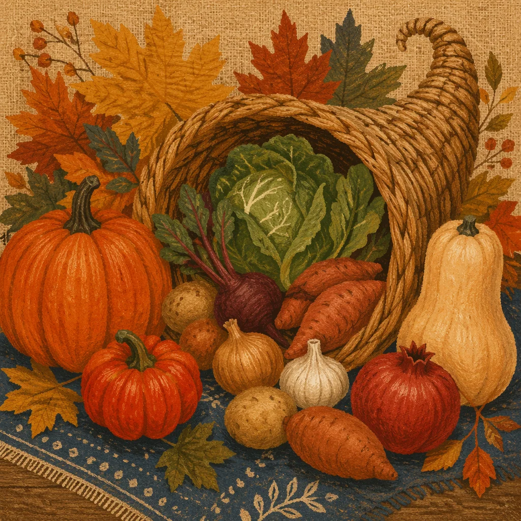 Rustic Thanksgiving Cornucopia Harvest Altar