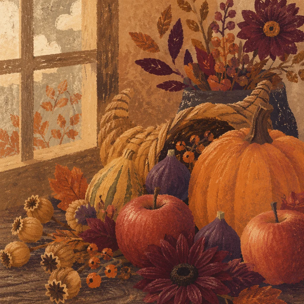 Thanksgiving Cornucopia Harvest Altar Still Life