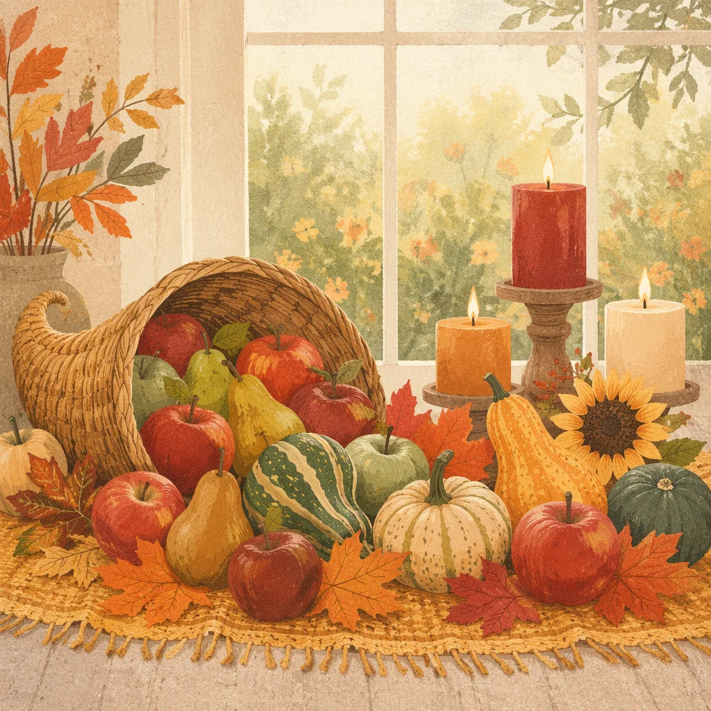 Thanksgiving Cornucopia Harvest Altar Display