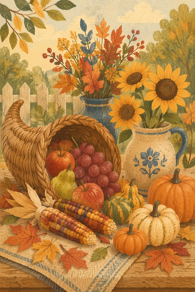 Thanksgiving Cornucopia Harvest Altar Arrangement