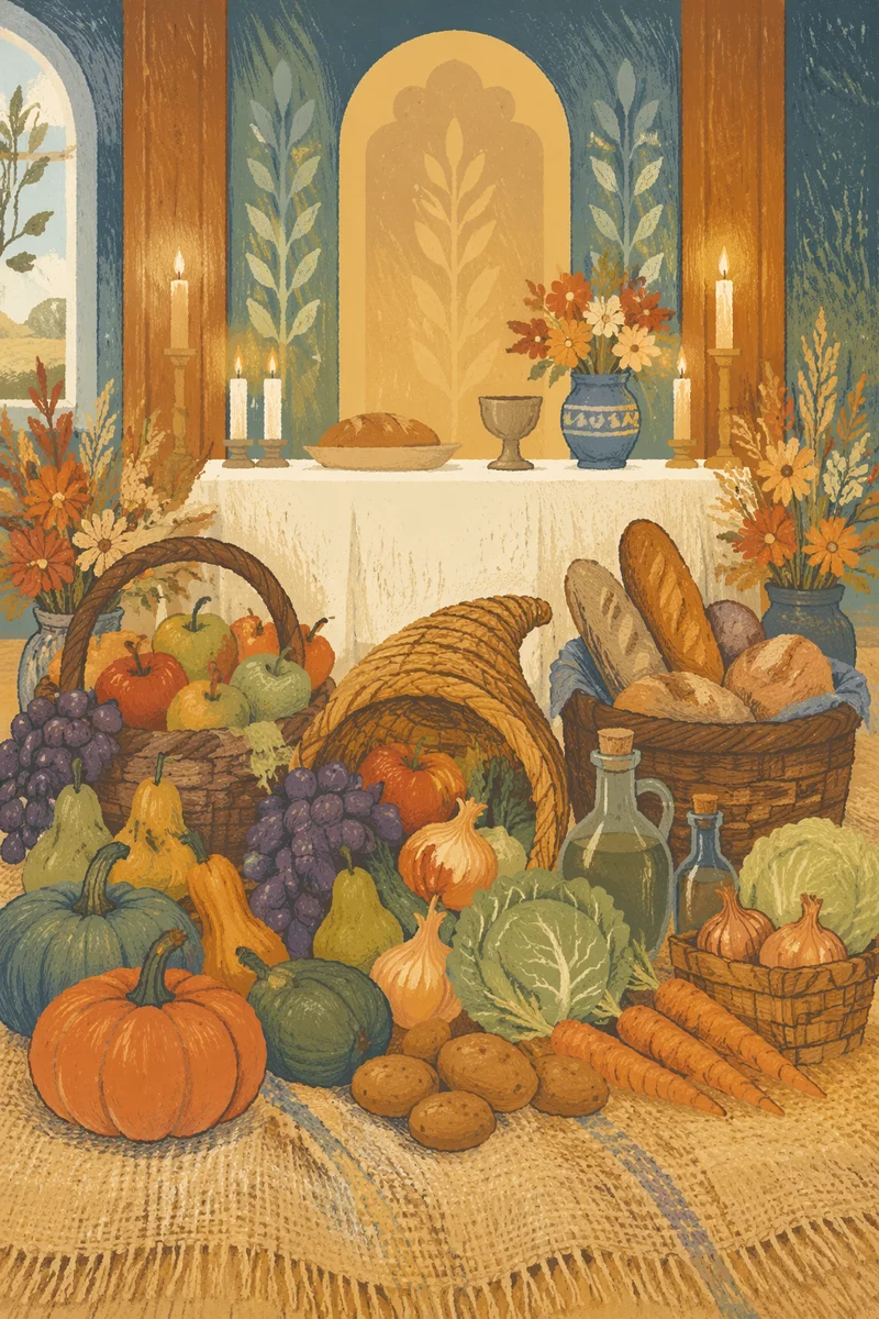 Thanksgiving Cornucopia Harvest Altar Display