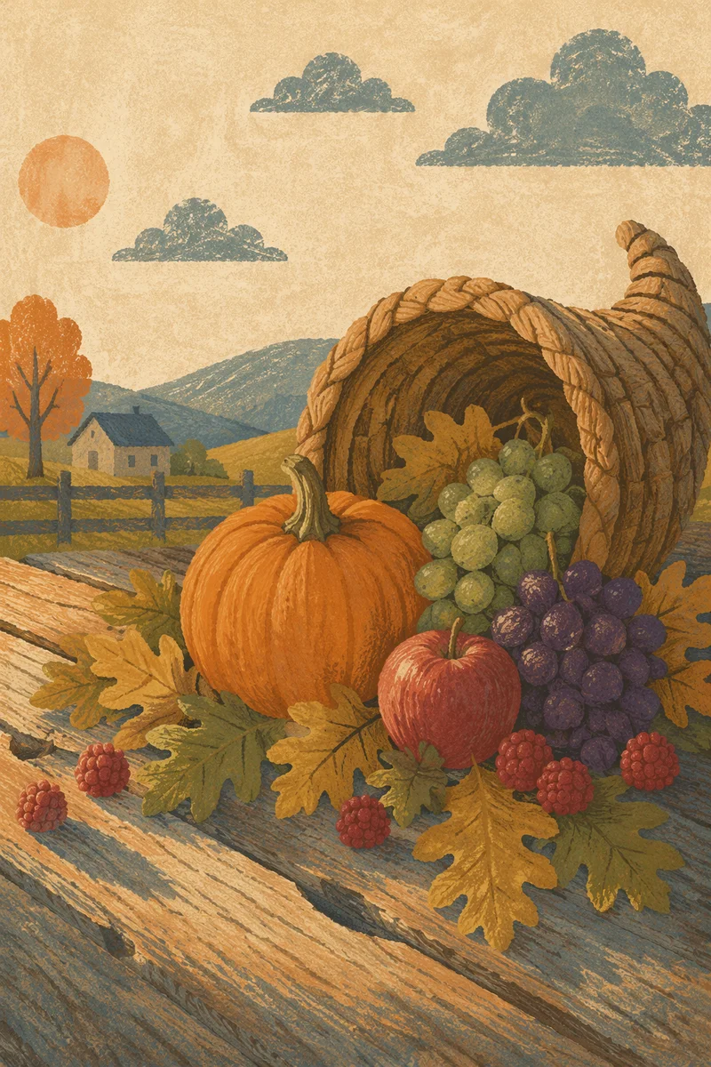 Rustic Thanksgiving Cornucopia Harvest Altar