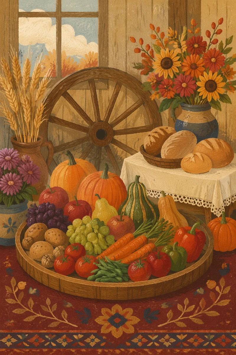 Thanksgiving Harvest Altar with Autumn Cornucopia