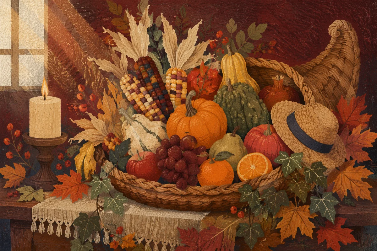 Thanksgiving Cornucopia Harvest Altar Still Life
