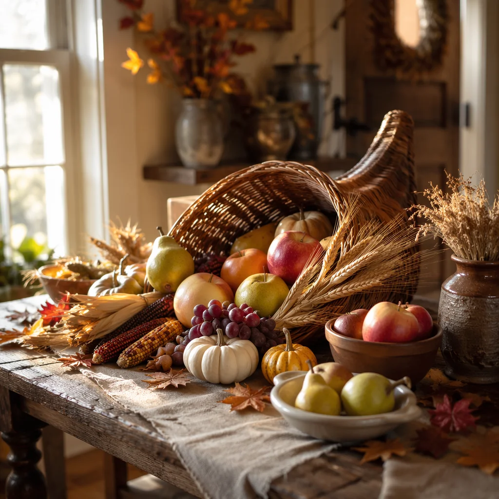Rustic Thanksgiving Harvest Altar with Cornucopia