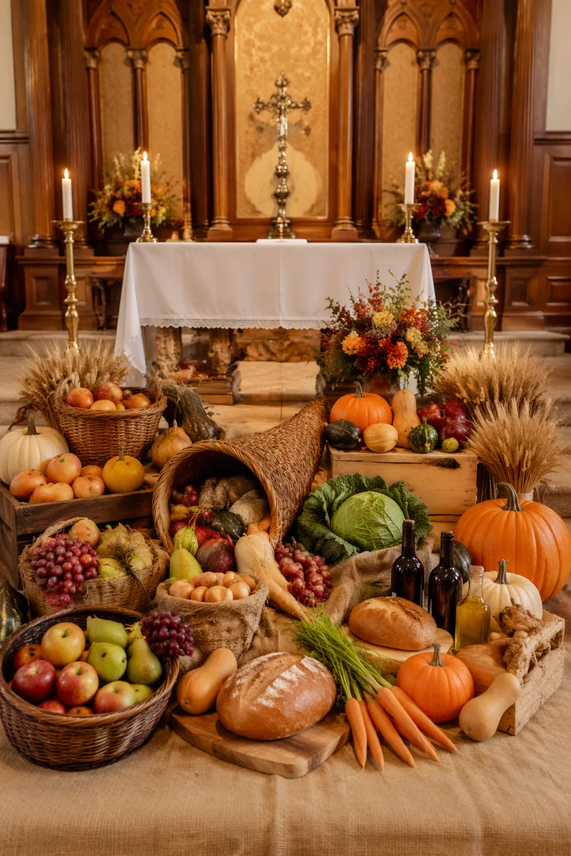 Thanksgiving Cornucopia Harvest at Chapel Altar