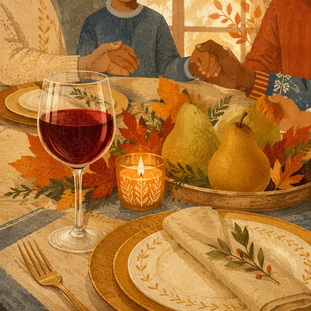 Thanksgiving Family Prayer at Candlelit Dinner