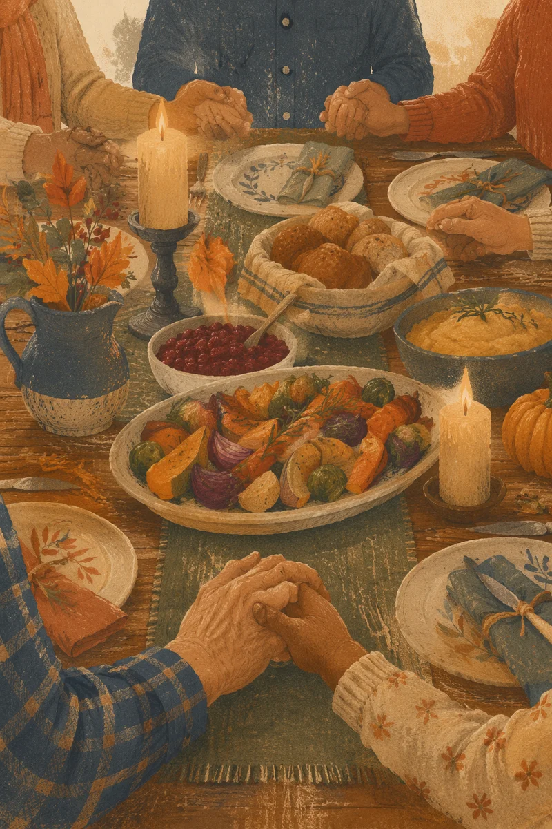 Thanksgiving Family Prayer at Harvest Table