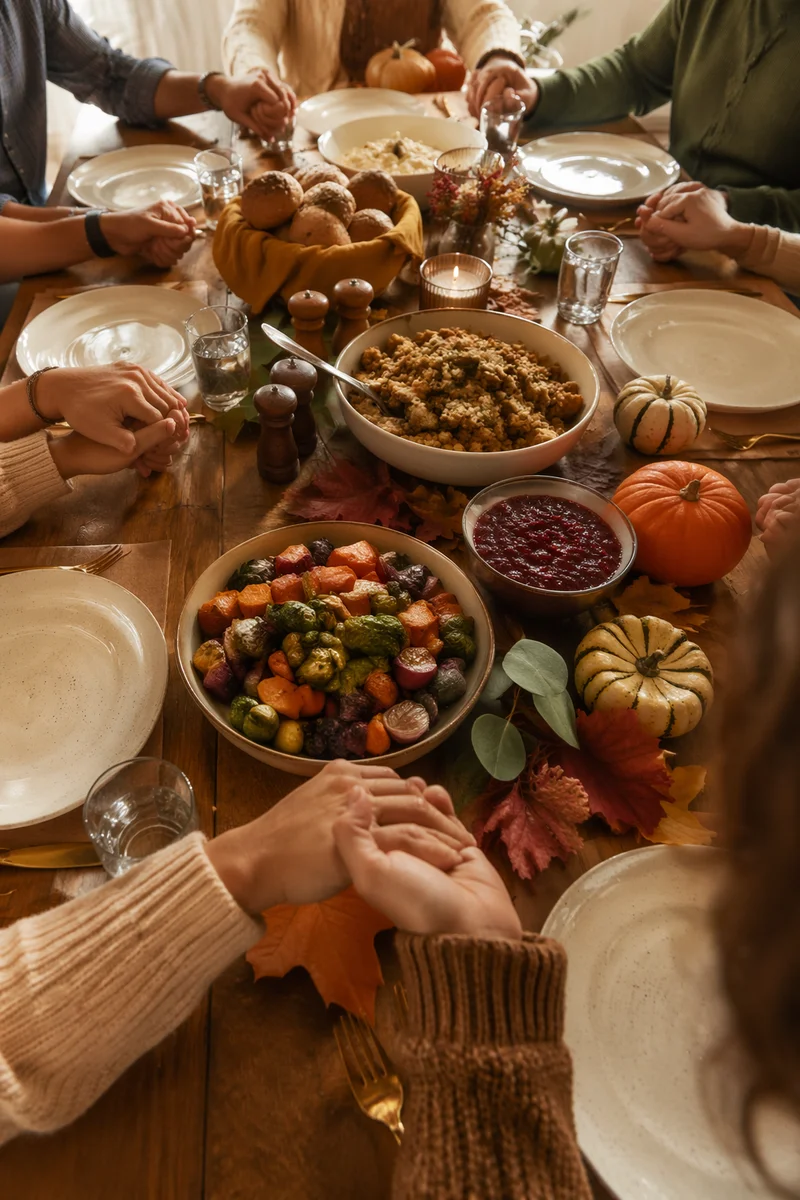 Thanksgiving Family Prayer Around Dinner Table