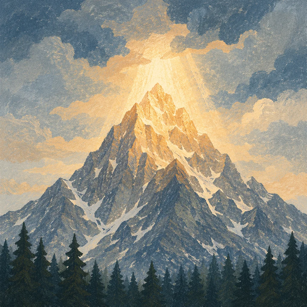 Transfiguration Light Over Alpine Mountain Summit