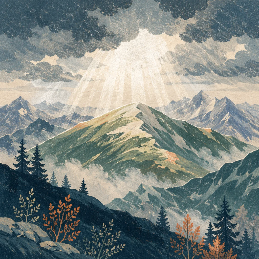 Glorious Light Over Alpine Mountaintop