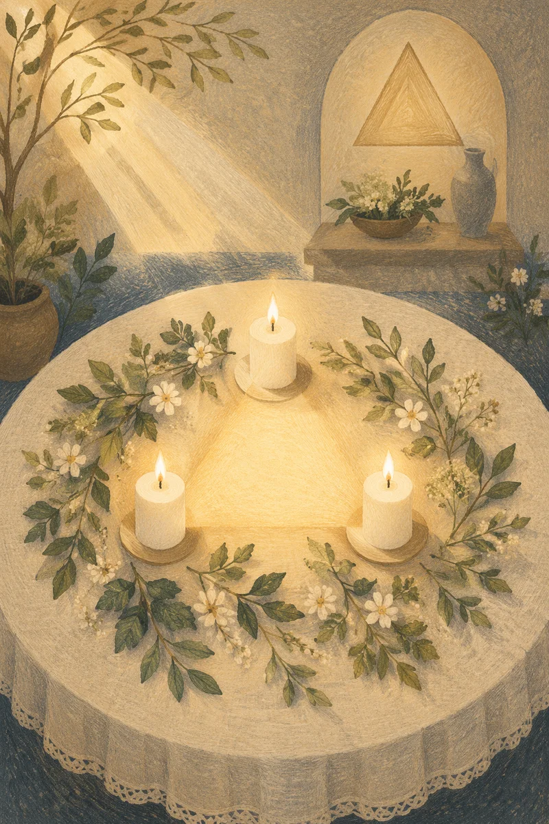 Trinity Sunday Candles in Triangle Light