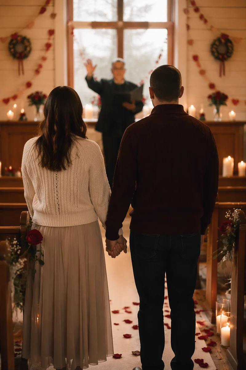 Valentine Marriage Blessing in Country Chapel