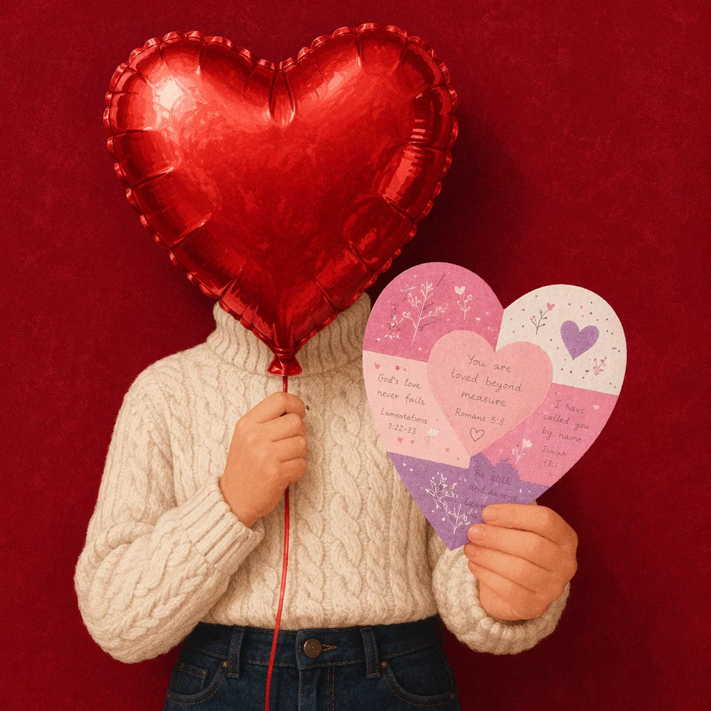 Valentine Heart Balloon With Bible Verse Card